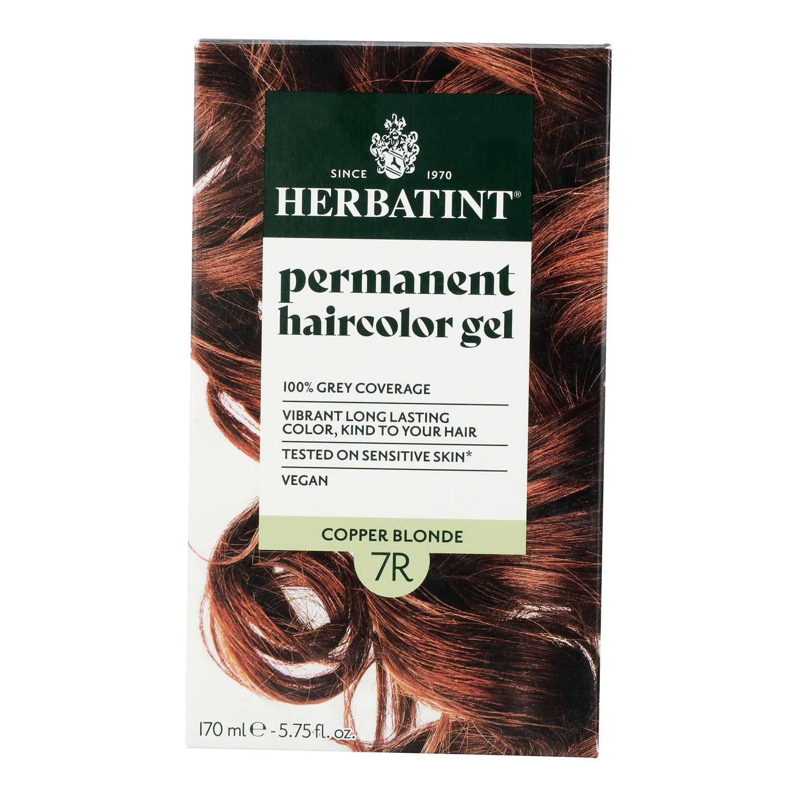 Gel colorante para cabello Herbatint 7R rubio cobrizo - 177 ml