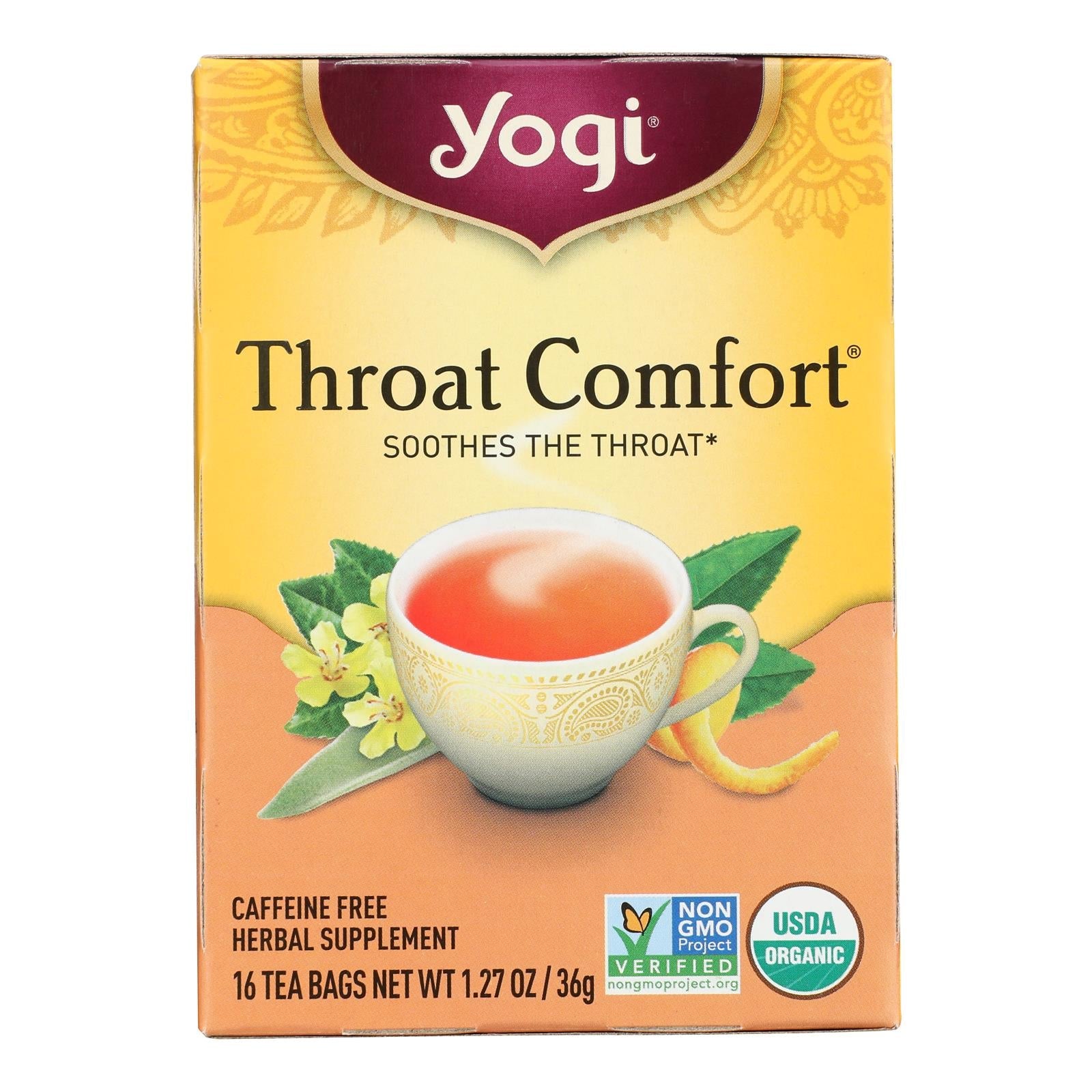 Té Yogi para la Garganta - Mezcla de hierbas sin cafeína - 16 bolsitas