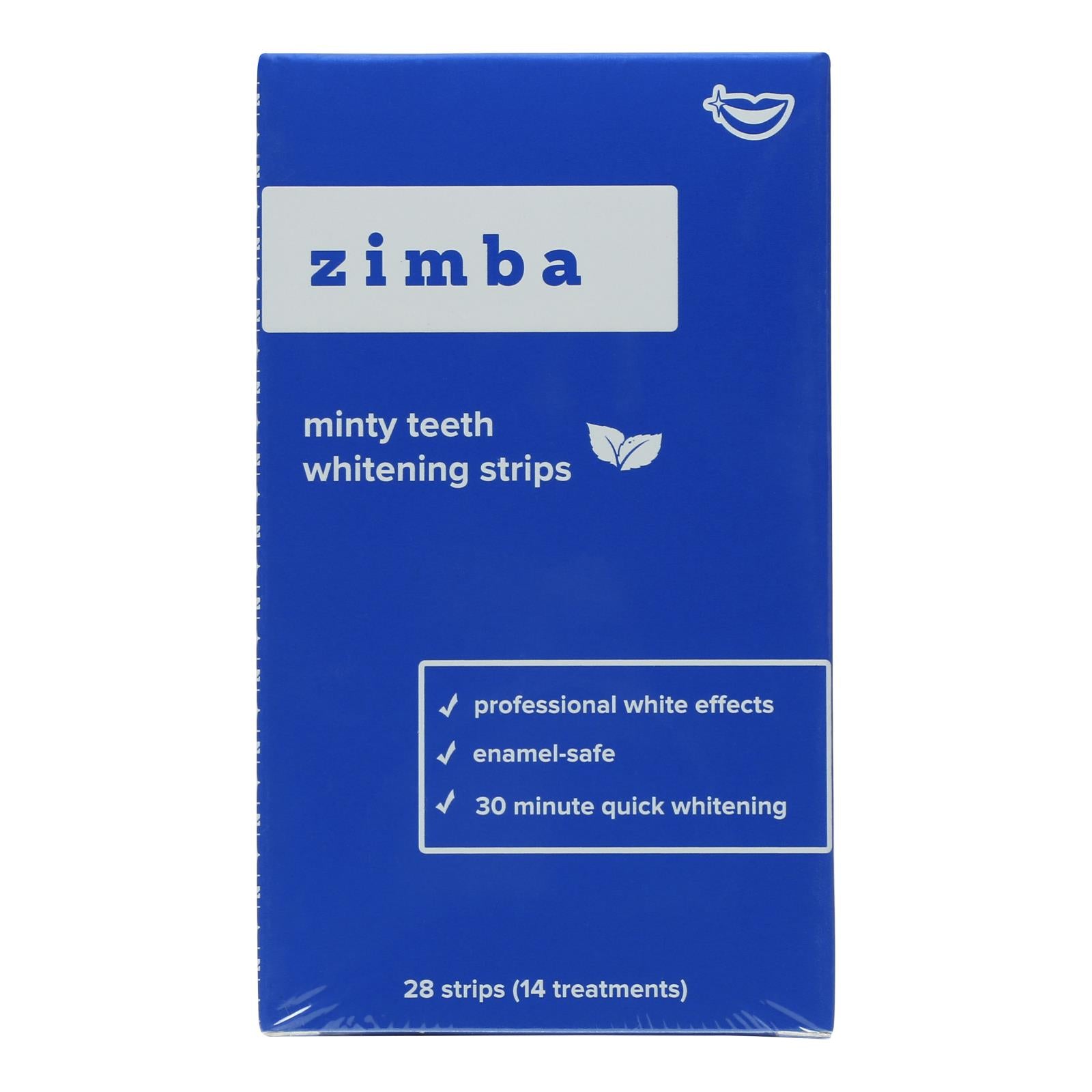 Tiras blanqueadoras de dientes Zimba - Sabor a menta - 6 paquetes de 28 unidades