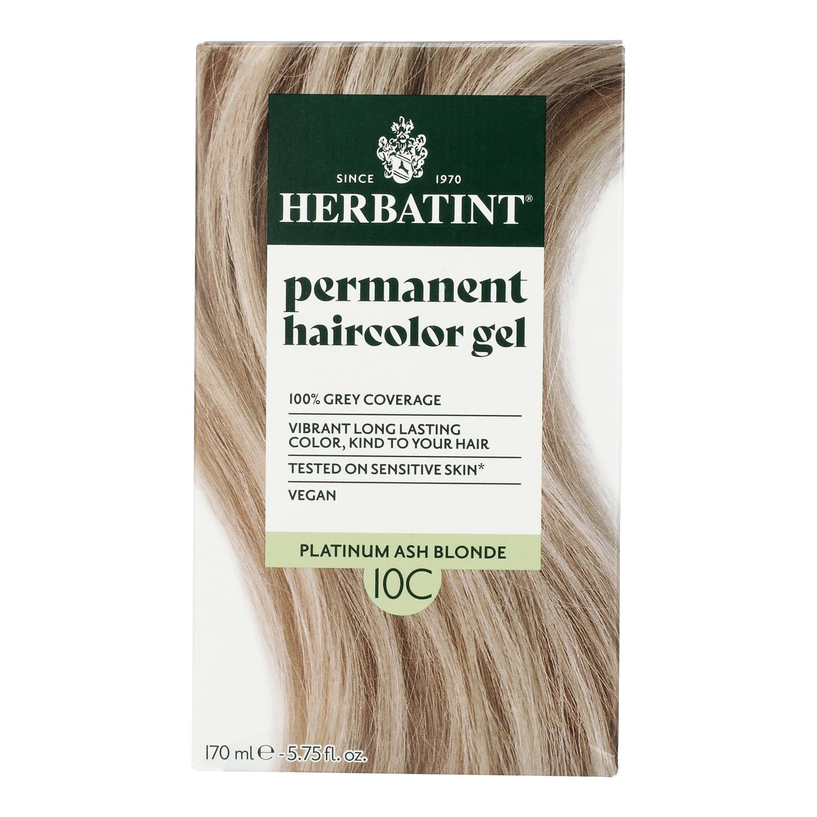 Gel colorante para cabello Herbatint 10C, rubio sueco, rubio claro natural, 150 ml