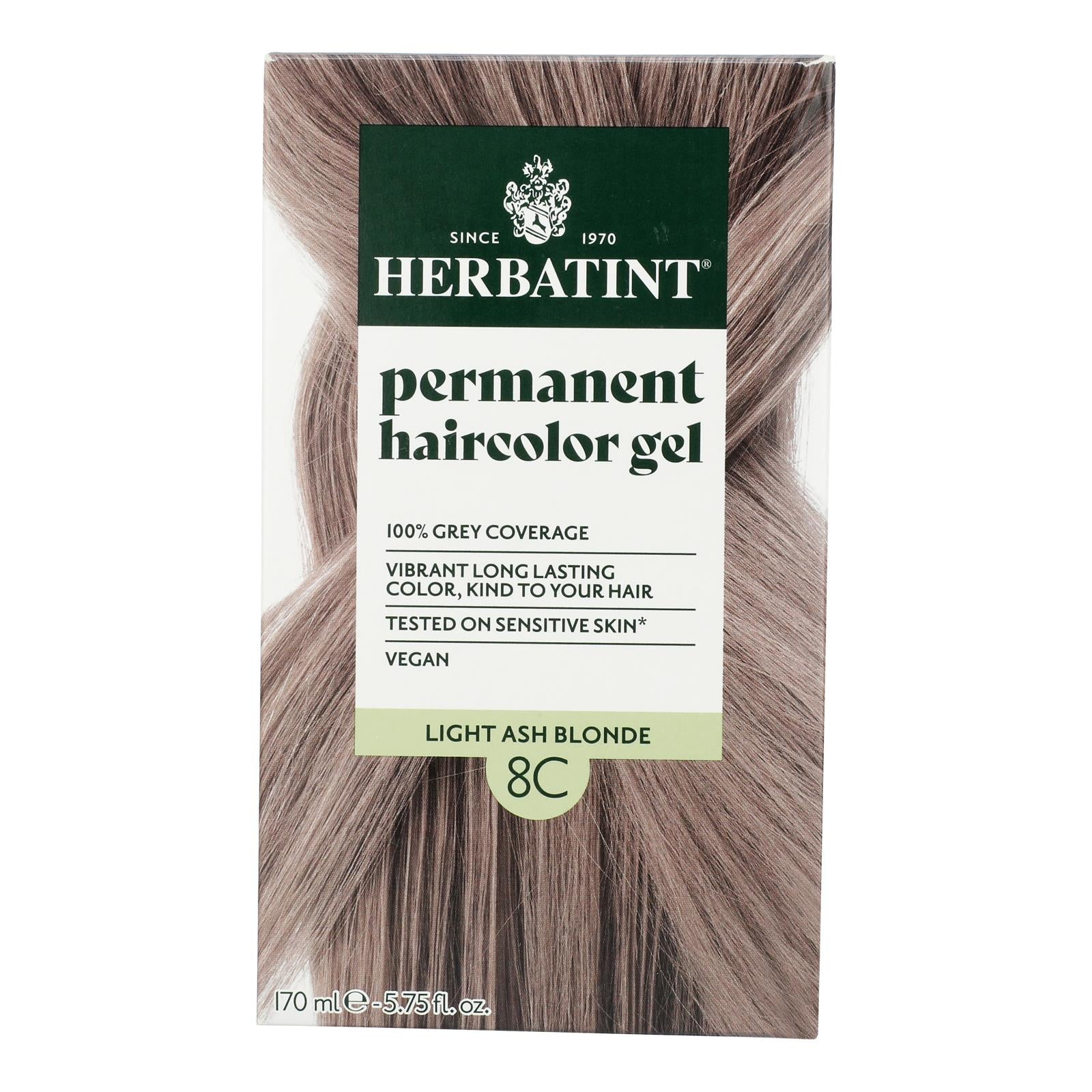 Tinte para el cabello Herbatint 8C Rubio Ceniza Claro - Natural y Permanente - 150 ml
