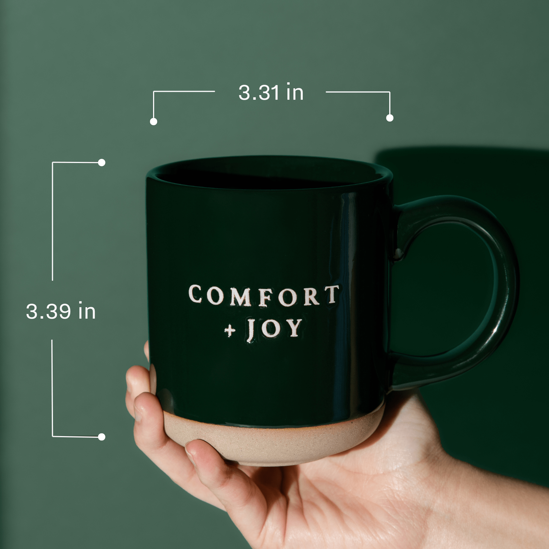 Fa La La 14oz. Taza de café de gres verde 