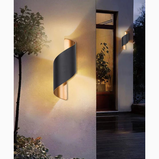 Lámpara de pared creativa de aluminio para exteriores, impermeable, de color blanco y negro, para patio