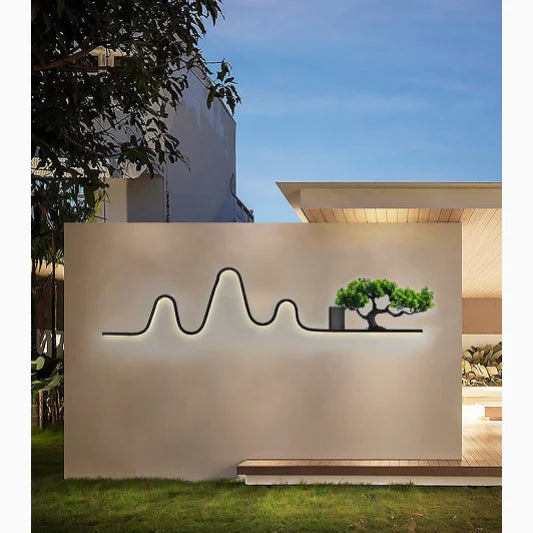Lámpara de pared LED impermeable para exteriores con decoración de paisaje para jardín, villa