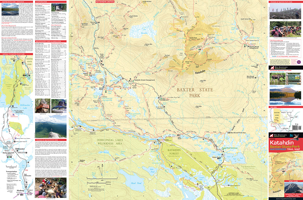 Katahdin Baxter State Park Hiking Trail Map