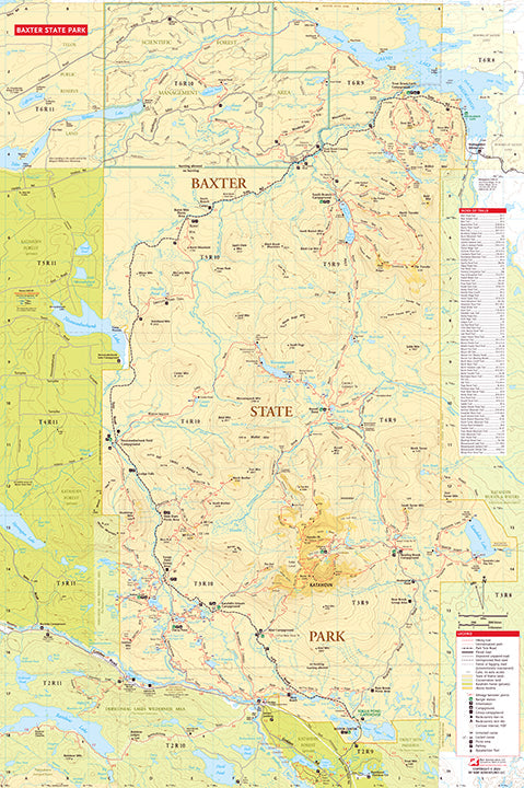 Katahdin Baxter State Park Hiking Trail Map