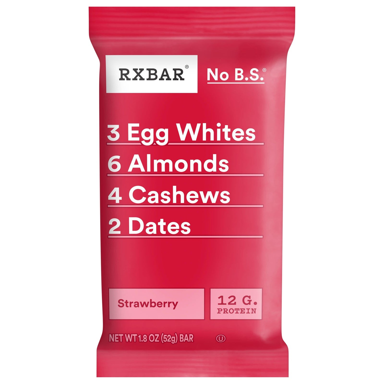 Barra de proteína RXBAR - Fresa - 54 g, 12 unidades - Proteína de alimentos reales
