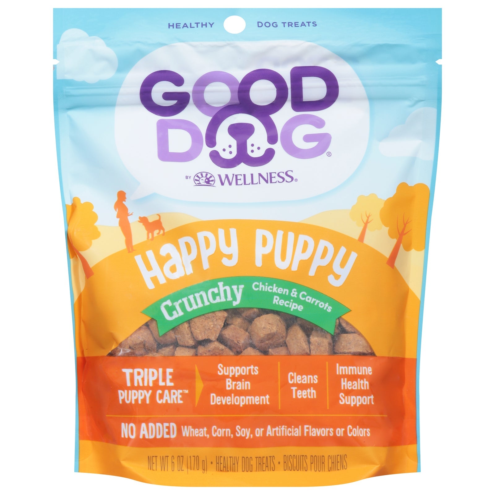 Premios crujientes de garbanzos y zanahoria para perros Wellness - Bolsas de 170 g (6 unidades)