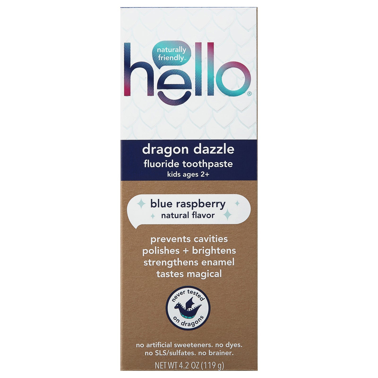 Pasta de dientes Hello Products Llc para niños con sabor a frambuesa azul - 4.2 oz.