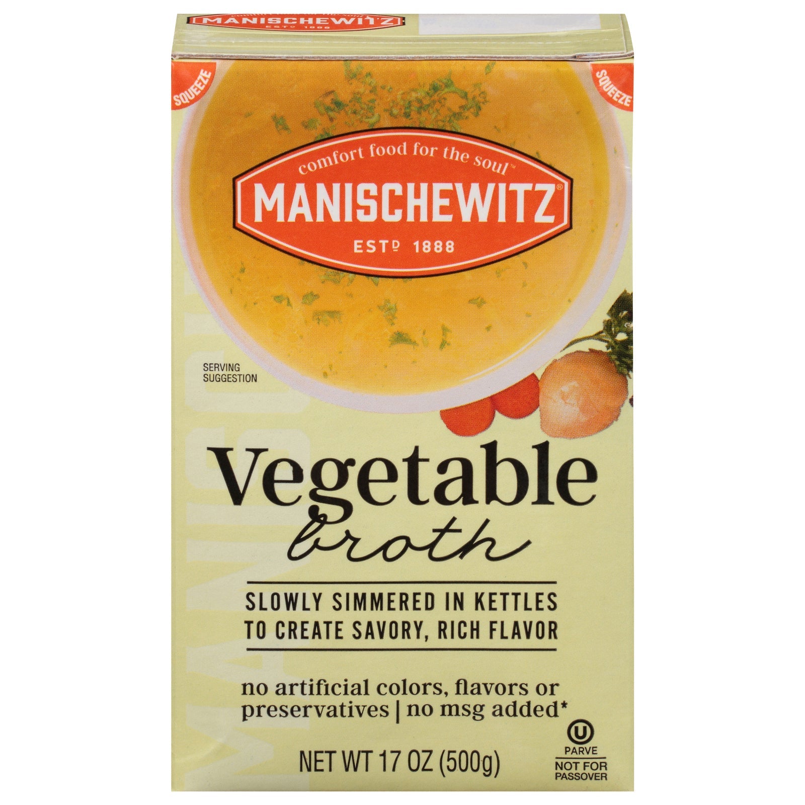 Caldo de verduras aséptico Manischewitz, 17 onzas líquidas (paquete de 12) - Kosher y sabroso