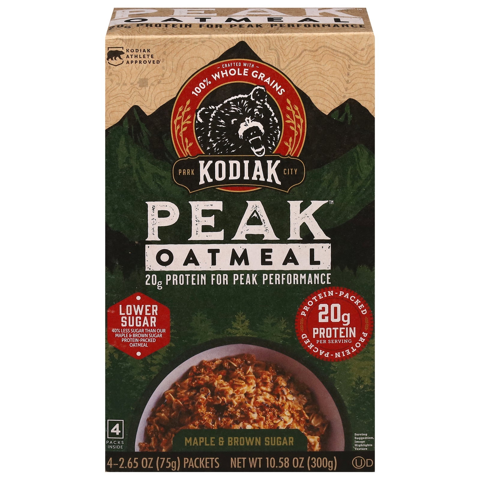 Tazas de avena con arce y azúcar morena Kodiak Cakes (paquete de 6) - 4/2.65 oz - Desayuno individual