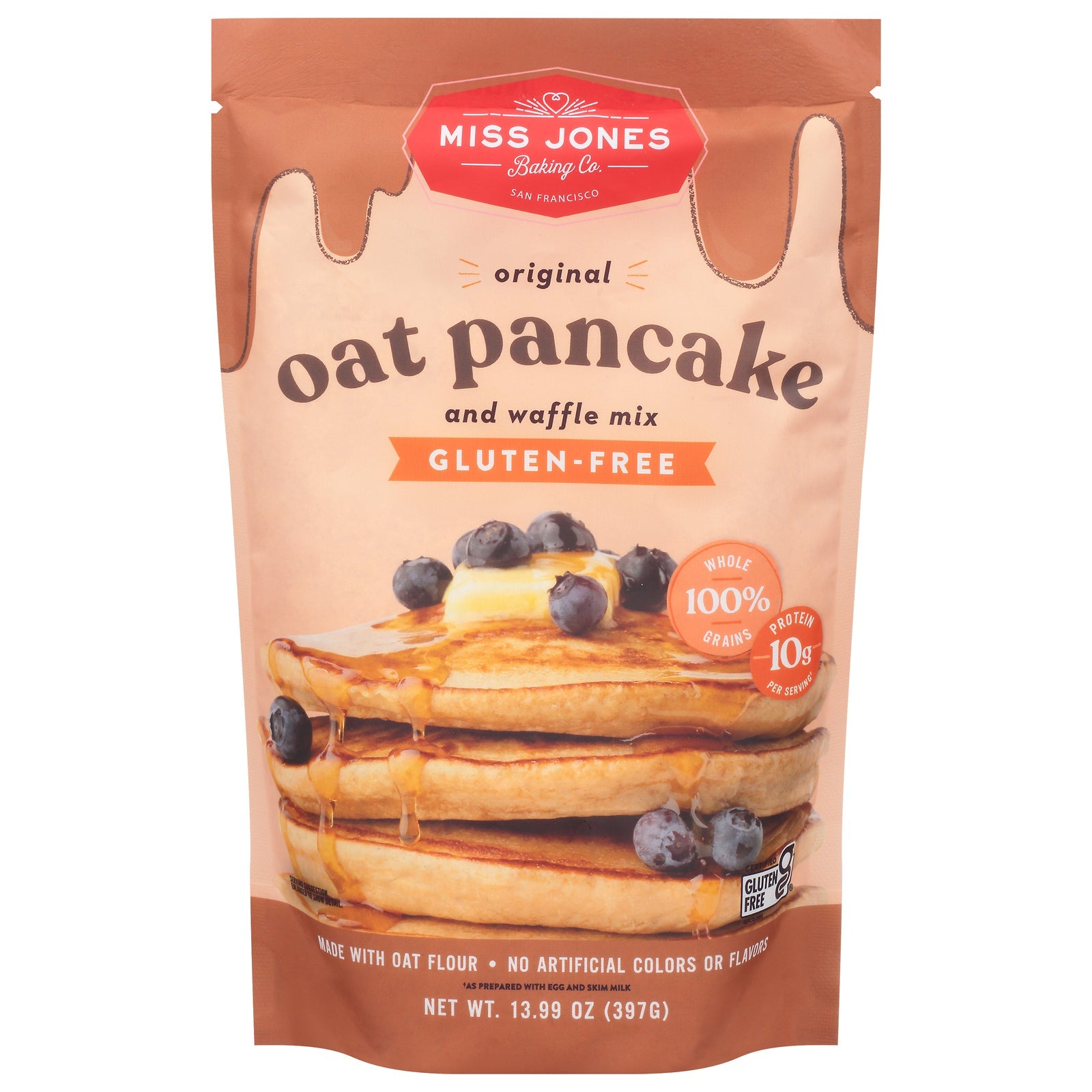 Mezcla de avena orgánica para panqueques y waffles Miss Jones Baking Co. - Original (paquete de 6) - 13.99 oz