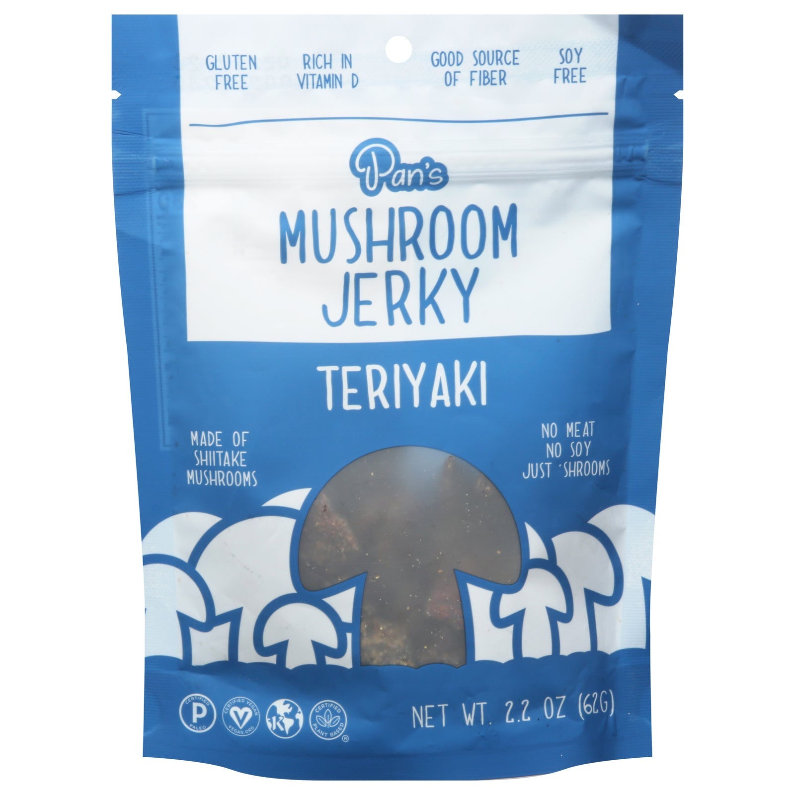Cecina de champiñones teriyaki Pans, paquete de 6 bolsas de 67 g | Cecina vegana de origen vegetal