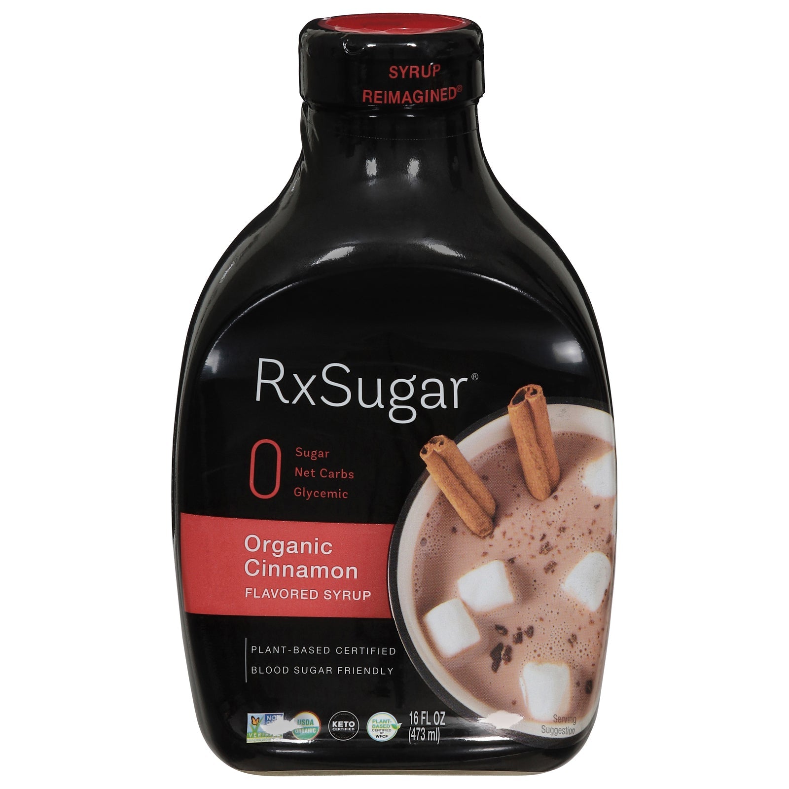Jarabe de canela orgánico RxSugar - 6 x 16 fl oz - Jarabe de canela sin azúcar