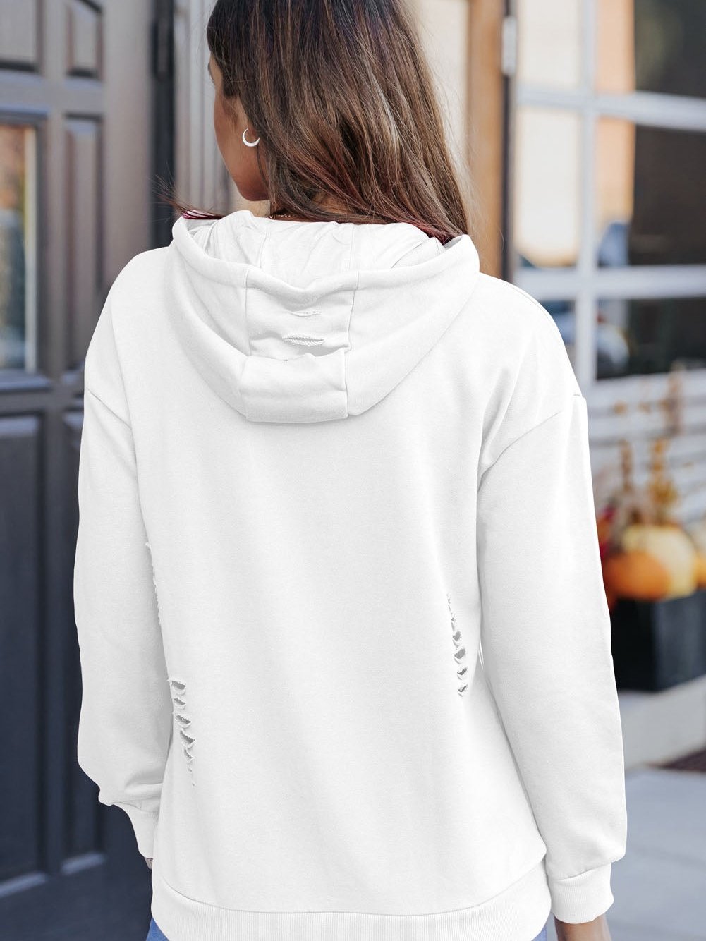 Women's Fashionable Distressed Hoodie