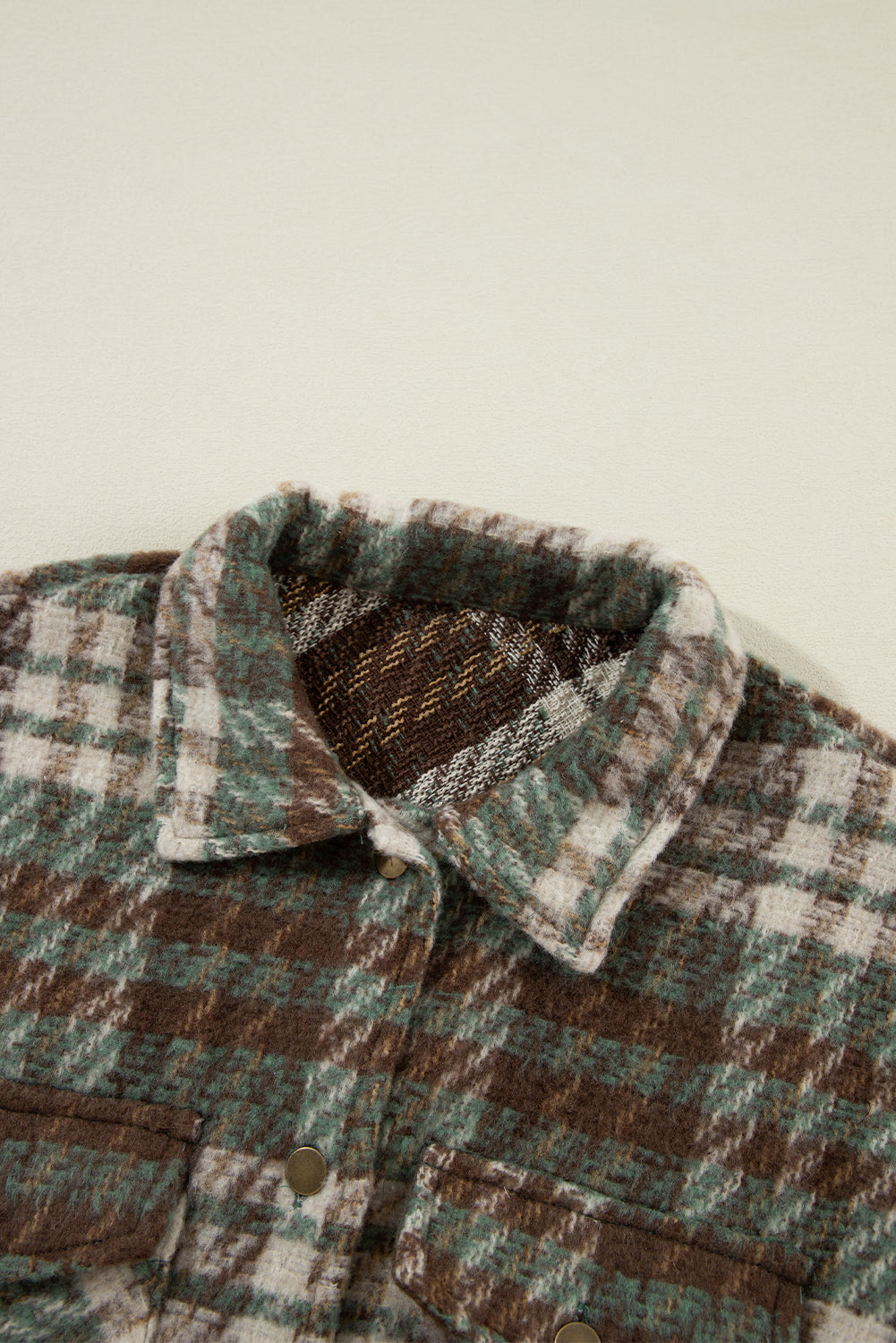 Relaxed Fit Plaid Shirt Jacket for Plus Size