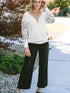 Long Sleeve V-Neck Tunic with Butterfly Design