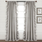 Faux Linen Ruffle Window Curtain Panel
