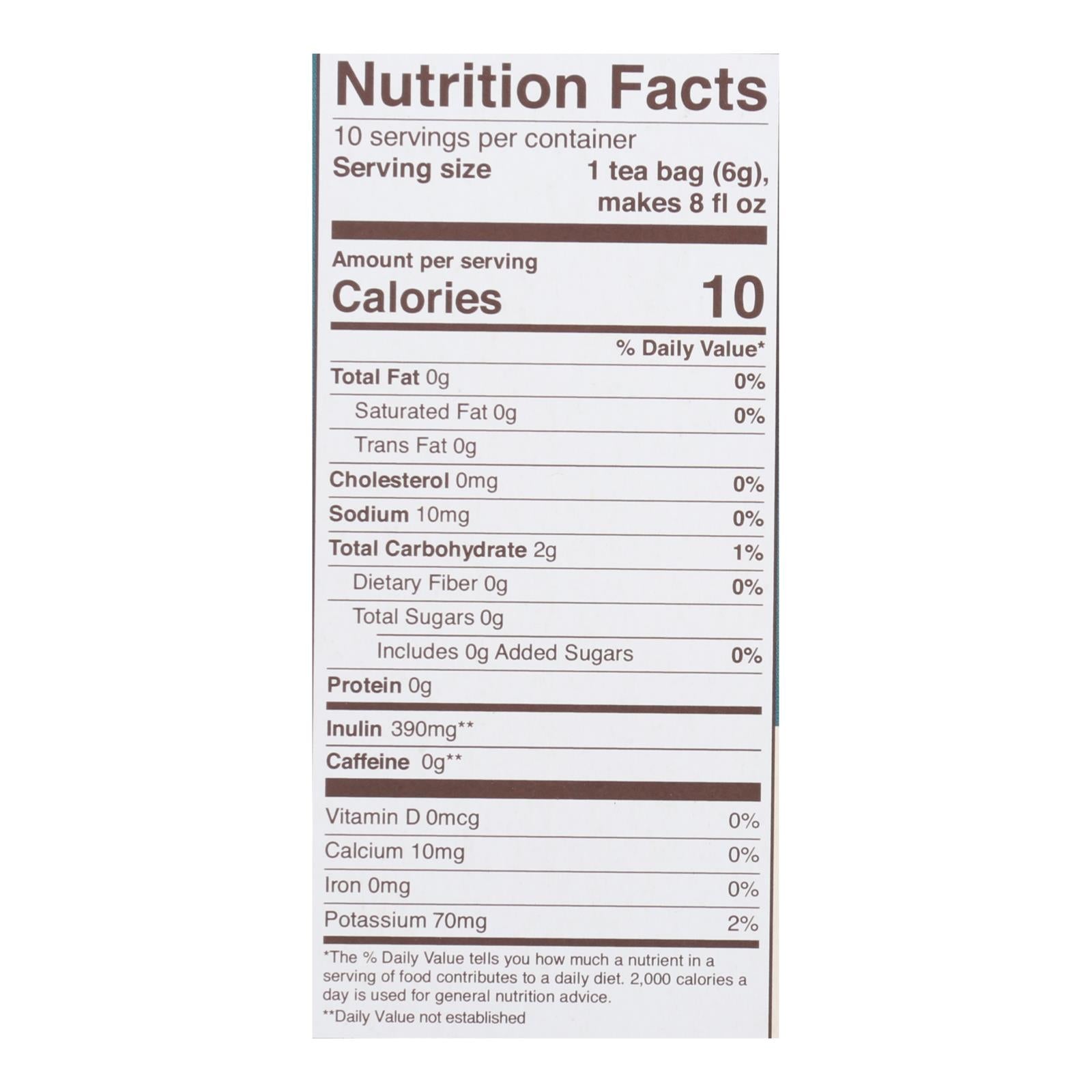 Infusión de hierbas orgánica Teeccino Chircory - Cúrcuma y diente de león - Caja de 6 - 10 bolsitas