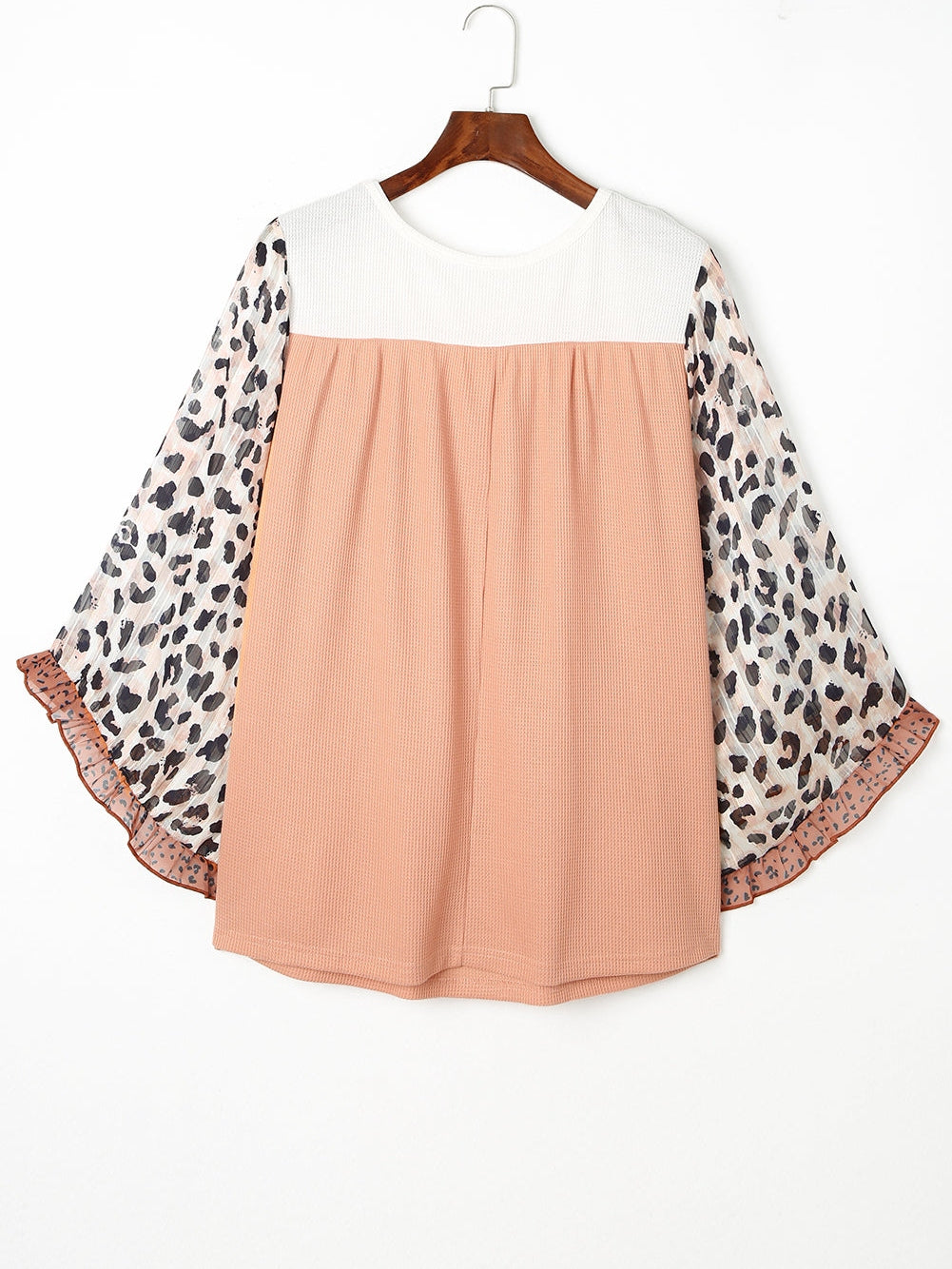 Statement Plus Size Top with Leopard Sleeves