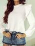 Flowy White Blouse with Ruffle Trim