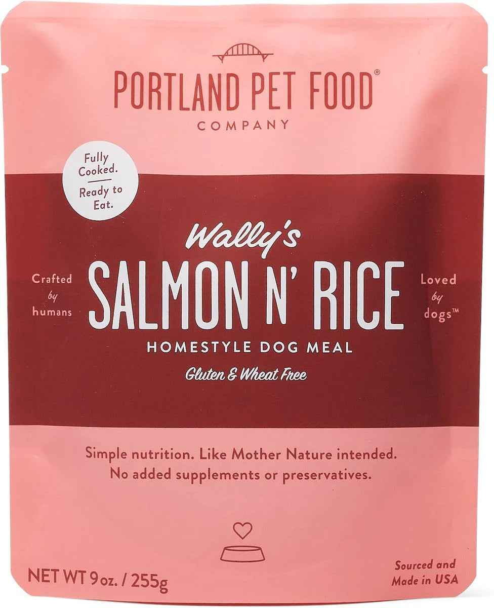 Comida para perros Wally's de Portland Pet Food Company con salmón y arroz (caja de 8 latas de 9 oz)