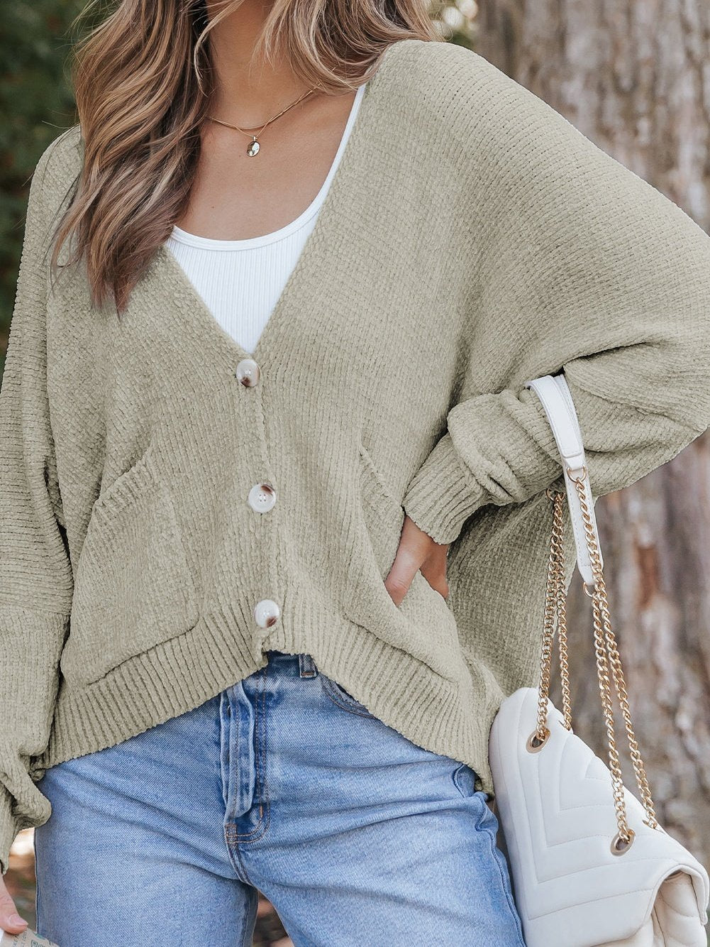 Chunky Knit Viscose Cardigan