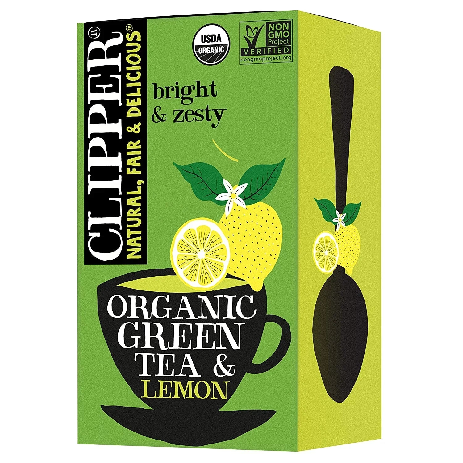 Clipper Tea - Té verde orgánico con limón, 20 bolsitas (paquete de 6) - Bebida refrescante de hierbas