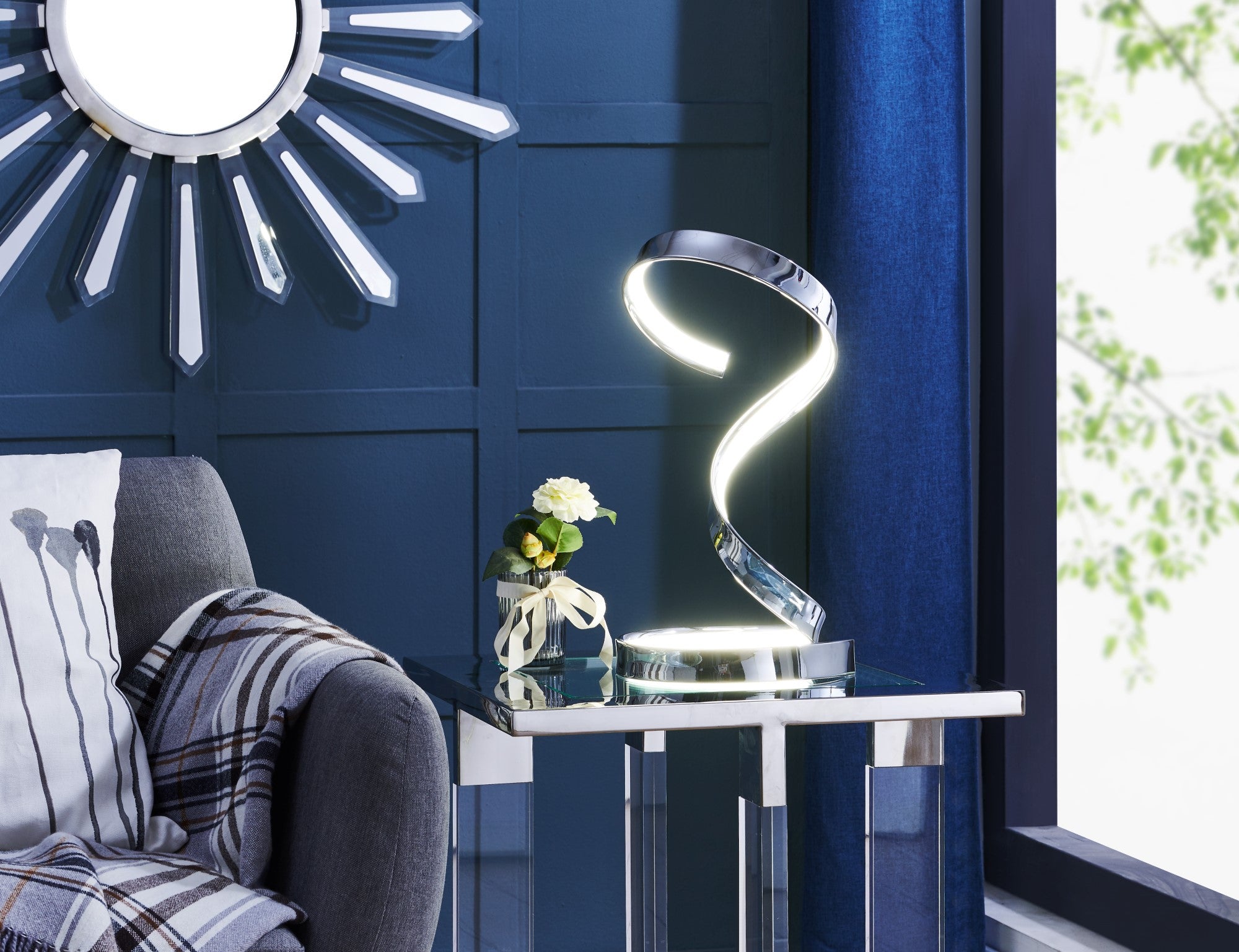 Lámpara de mesa Hamburg Chrome // Tira de LED e interruptor regulable
