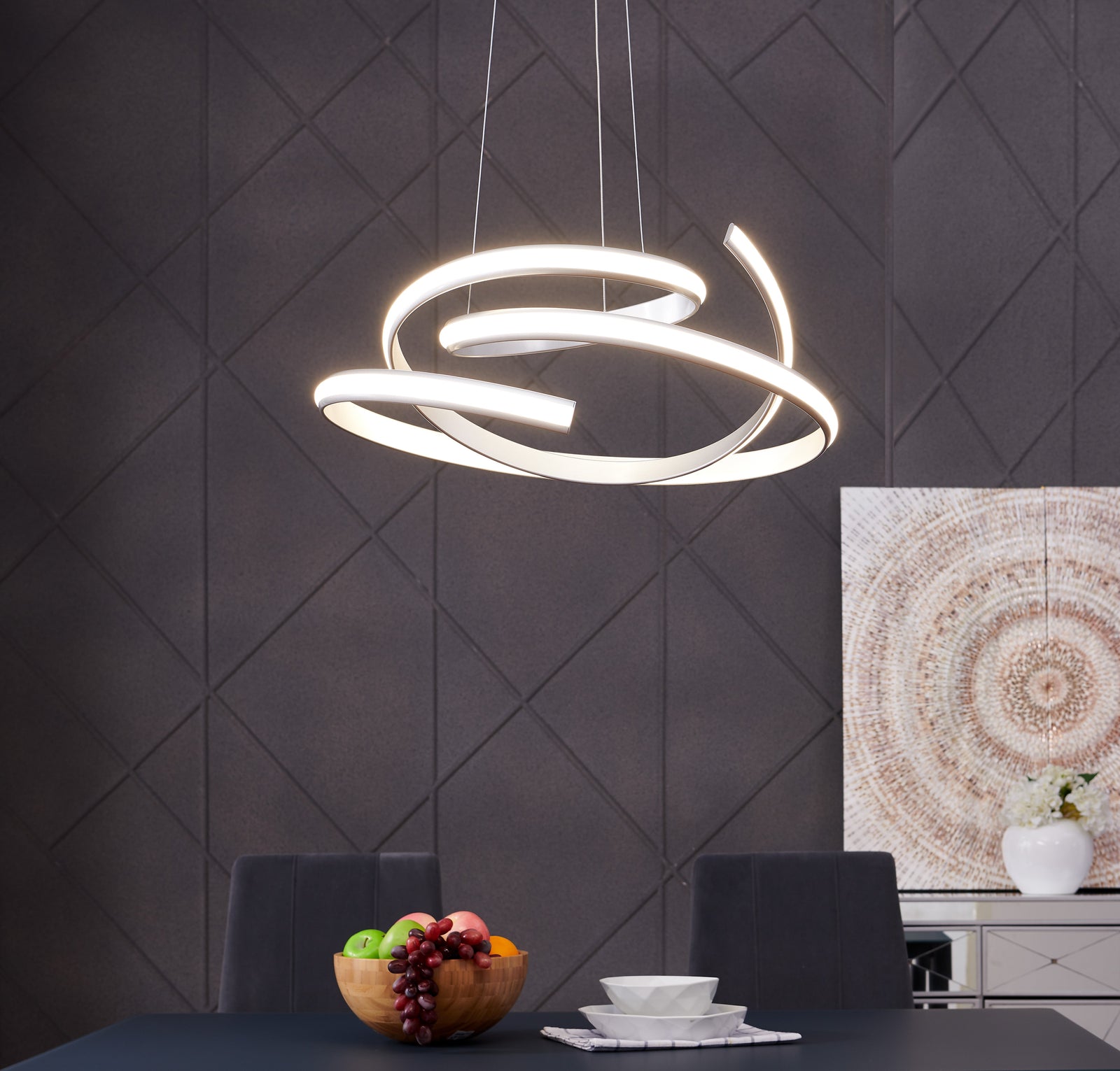 Lámpara de araña LED regulable Oslo // Plata
