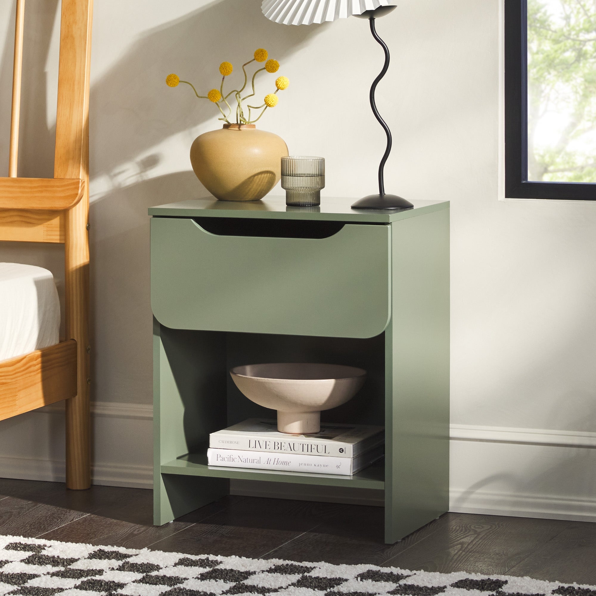 Mesita de noche moderna Domm con 1 cajón