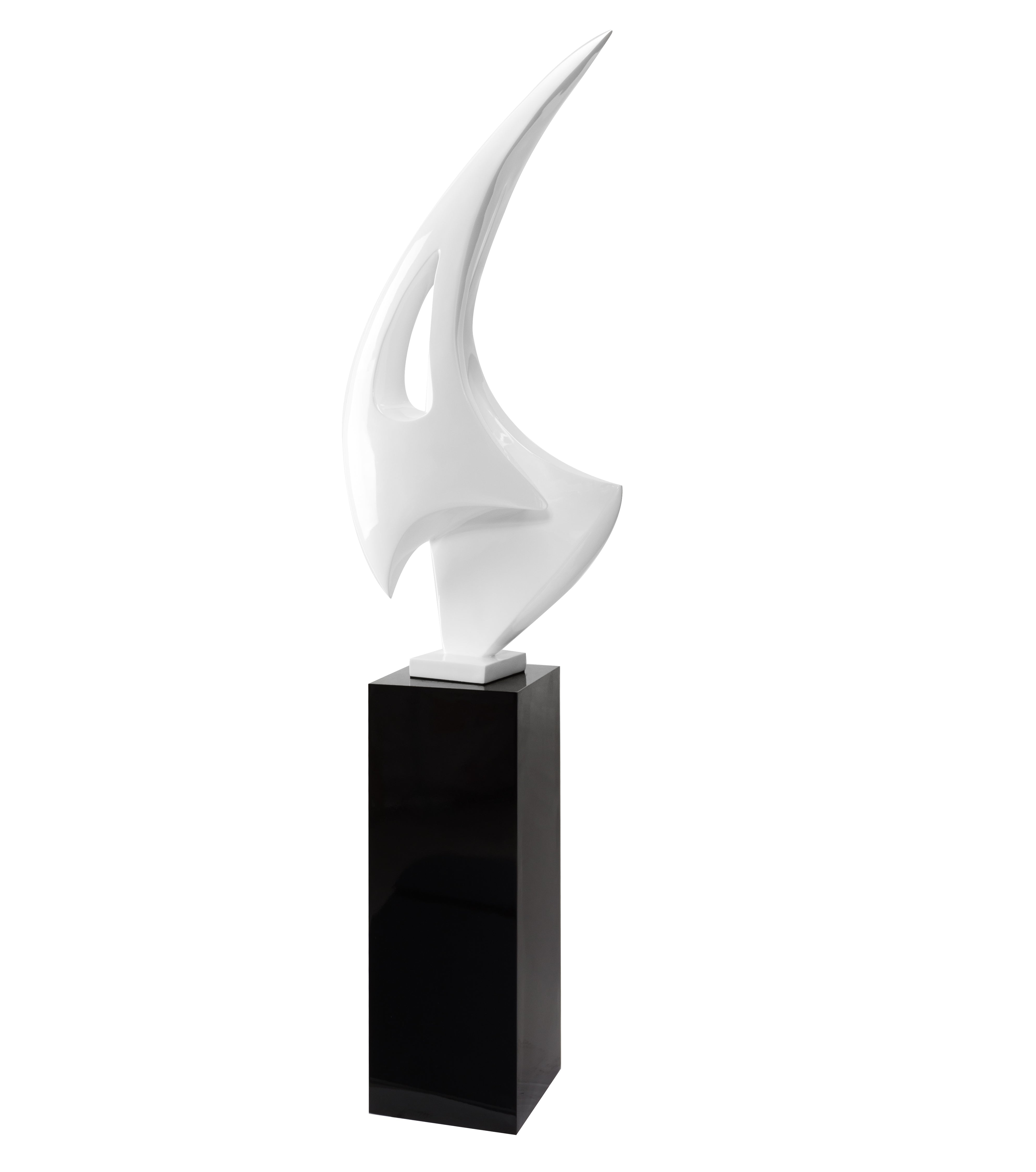 Escultura de vela de suelo con soporte negro de 180 cm de alto // Blanco