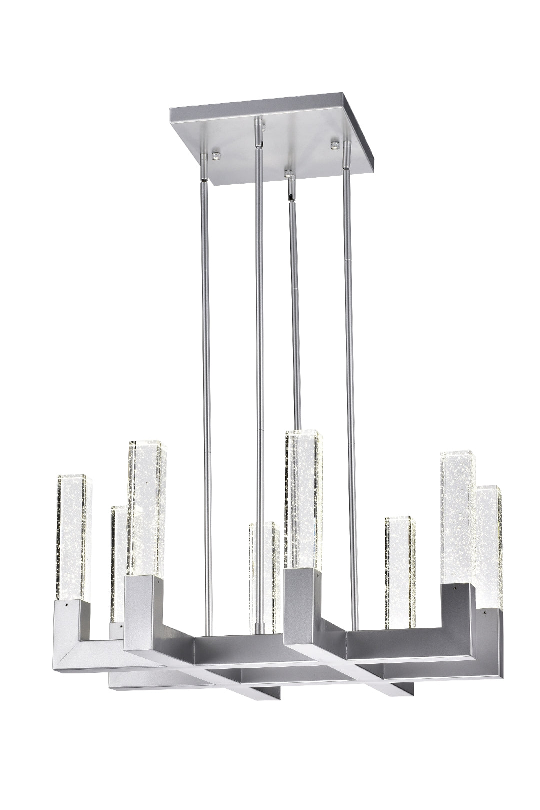 Lámpara de araña LED Dianyi de cristal cuadrada de 8 luces // Plata