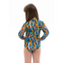 Kid's girl's One-piece swimsuit with sleeves Feathers