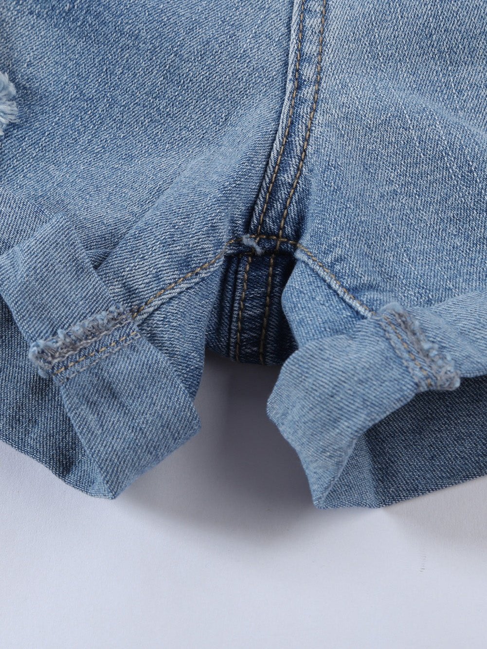 Patriotic Lace-Up Denim Shorts, Distressed