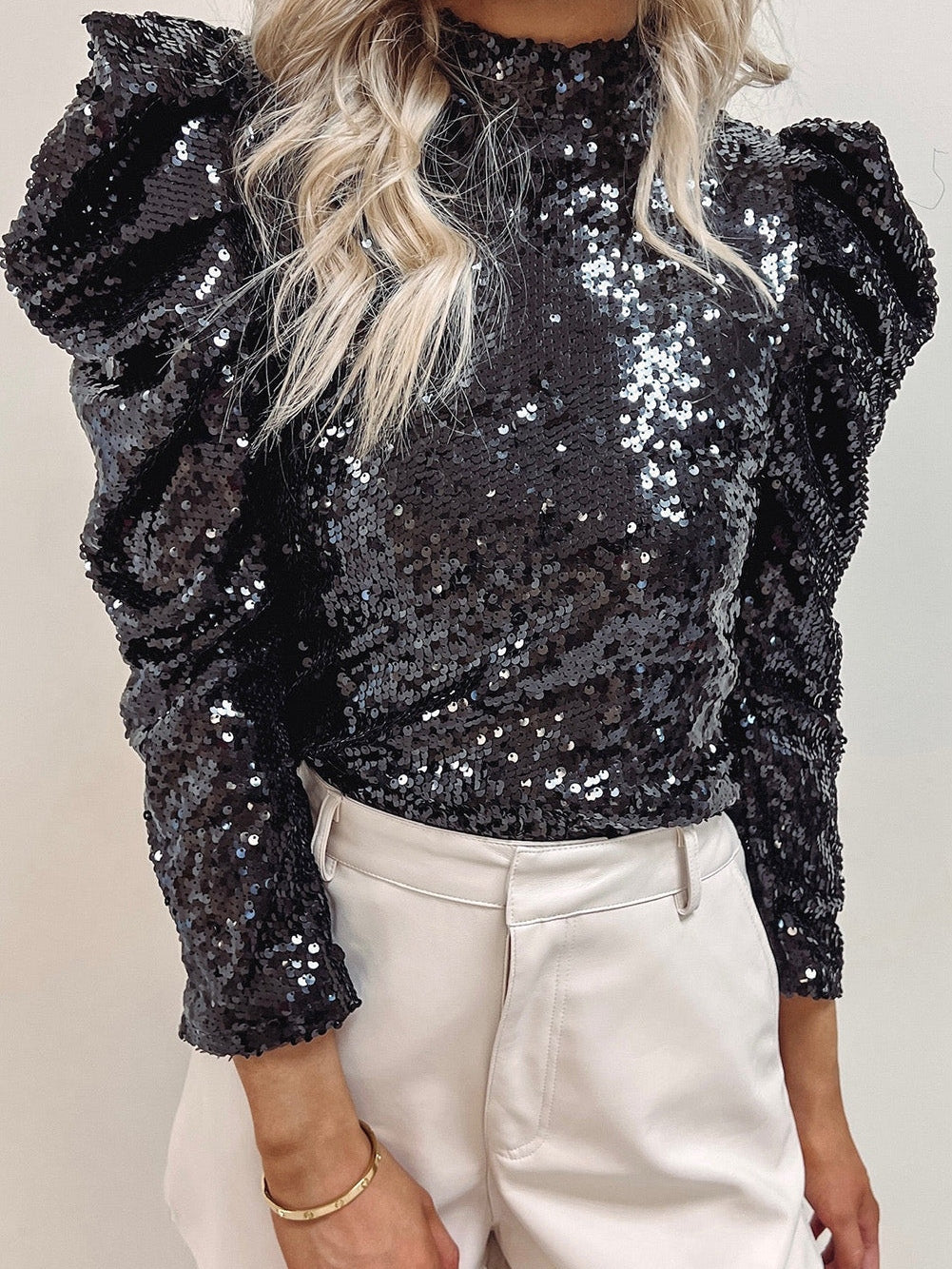 Black Long Sleeve Sequin Top