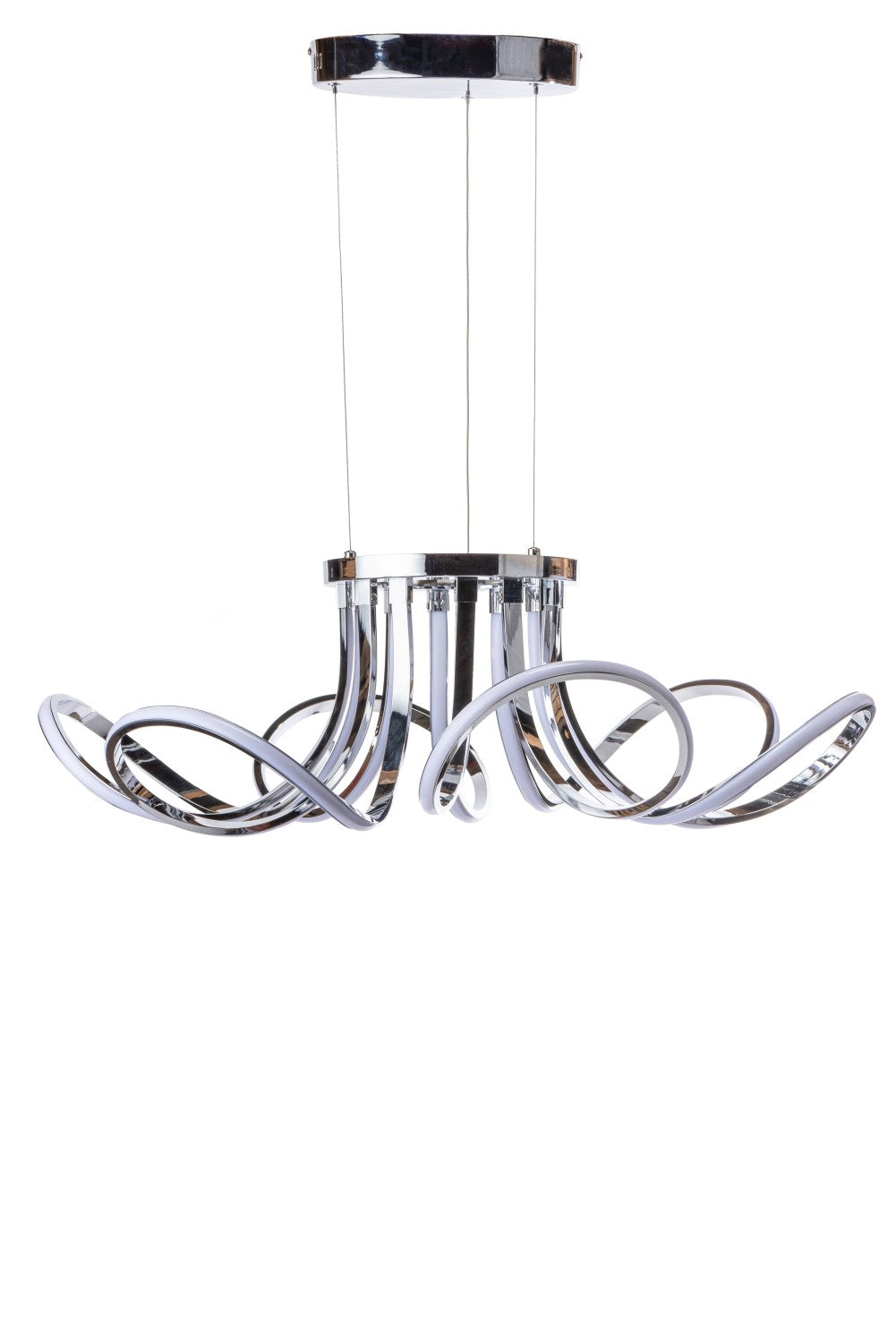 Lámpara de araña LED regulable con forma de flor de 6 pétalos // Cromo