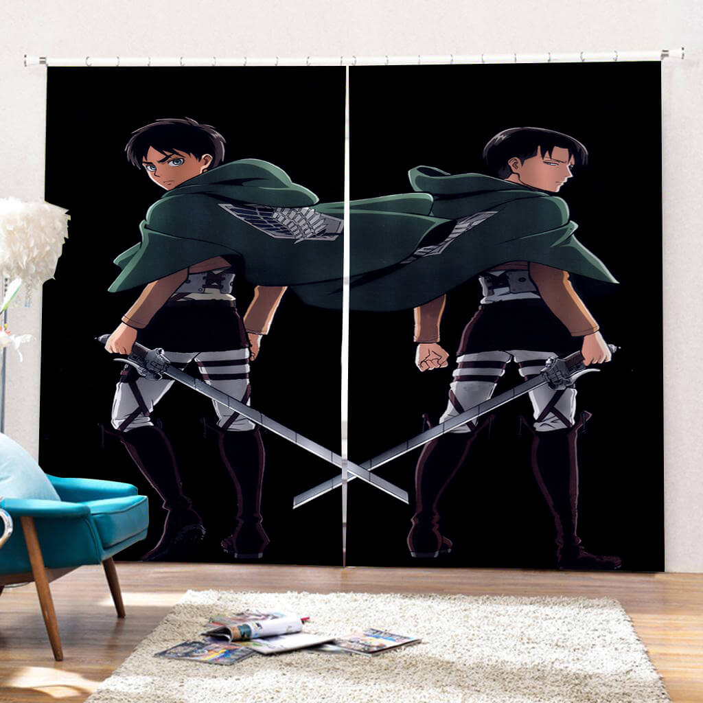 2 Panels Attack on Titan Curtains Cosplay Blackout Window Drapes