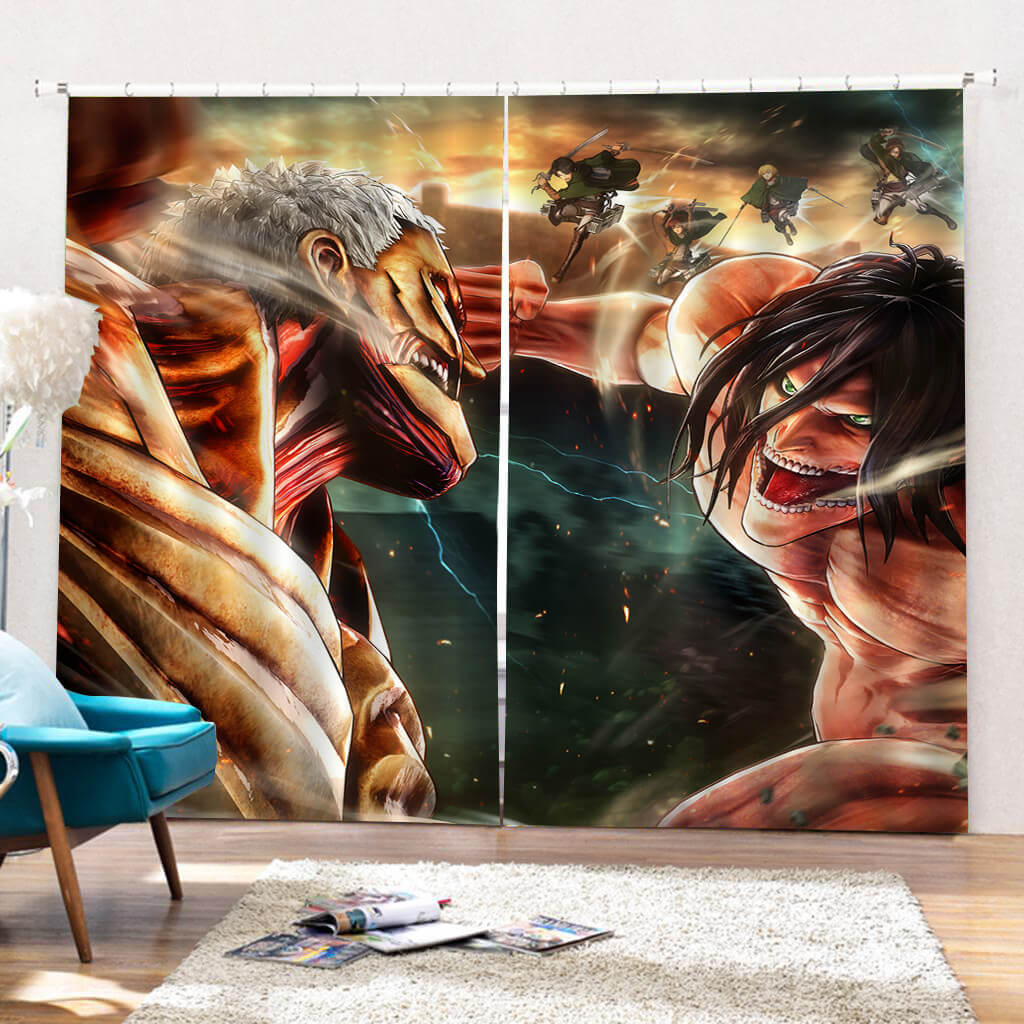 2 Panels Attack on Titan Curtains Cosplay Blackout Window Drapes