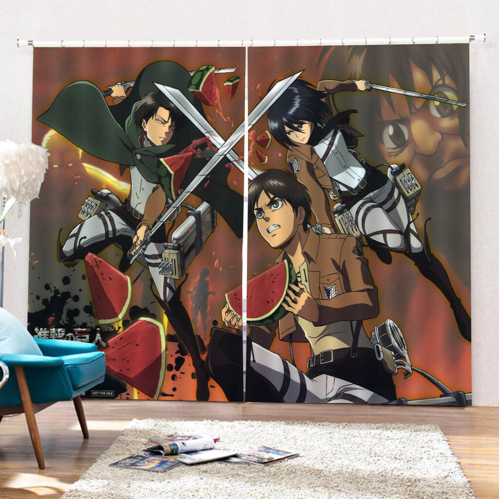 Cortinas de 2 paneles de Attack on Titan para cosplay, cortinas opacas para ventanas