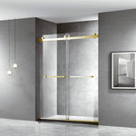 Puerta de ducha corrediza doble sin marco de 60'' de ancho x 76'' de alto con vidrio transparente
