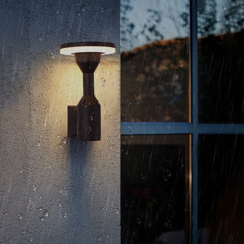 Lámpara de pared LED impermeable para exteriores, creativa, de color negro, para balcón, patio y porche