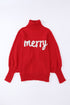 Red Merry Christmas Turtleneck Sweater