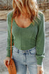 Fitted Ribbed Knit Sweater in Green