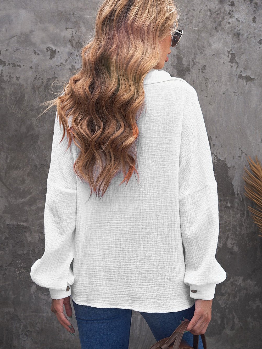 Relaxed Fit Long Sleeve Button-Up