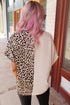 Leopard Print and Solid Color Blouse