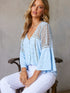 Crochet Insert Button-Down Blouse