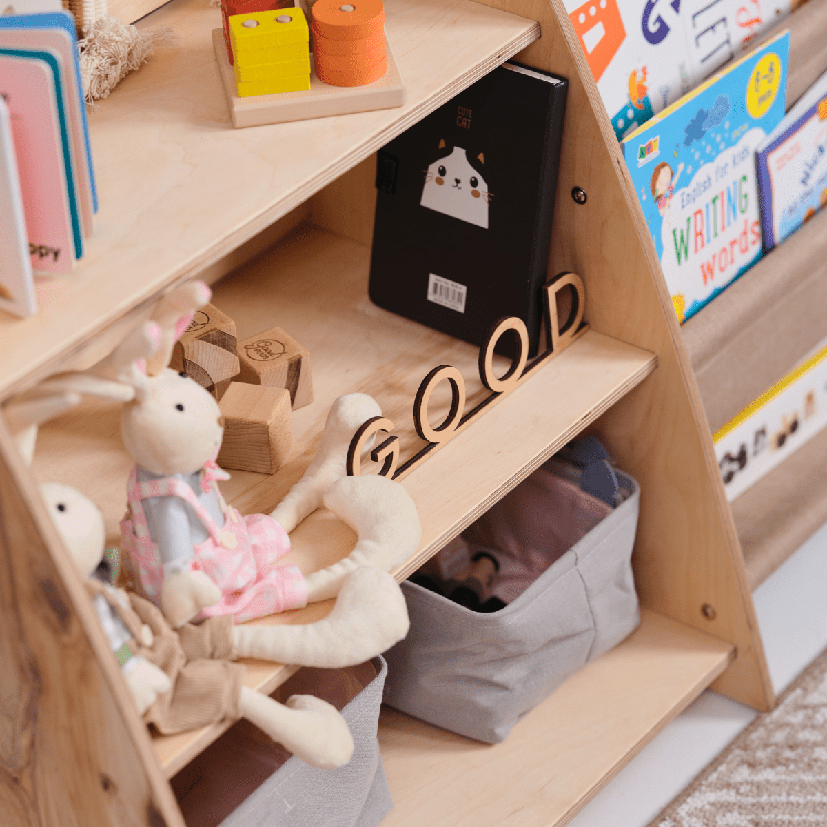 2 in 1 Montessori Shelf for Books and Toys
