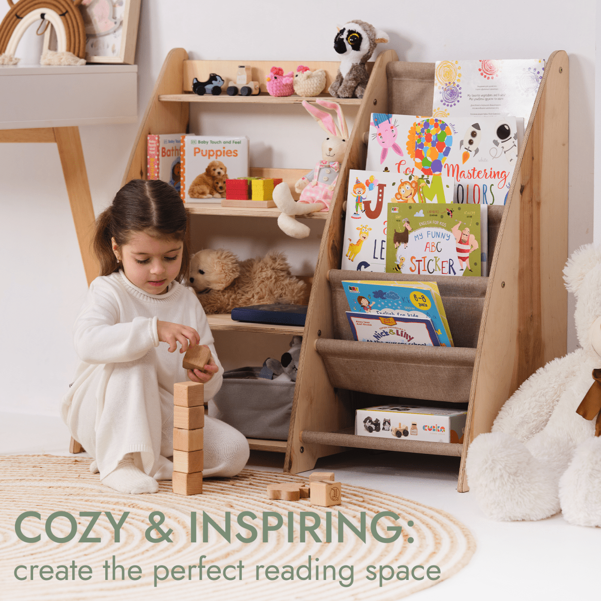 2 in 1 Montessori Shelf for Books and Toys