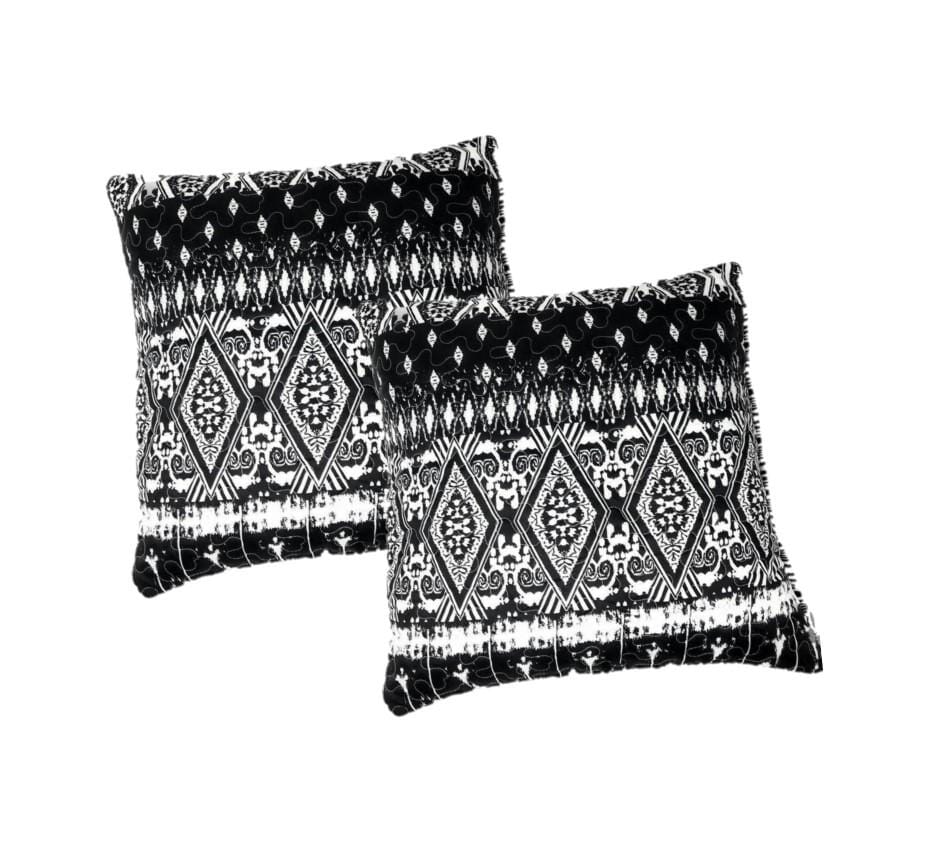 DaDa Bedding Aztec Black & White Diamonds Throw Pillow Covers - 18